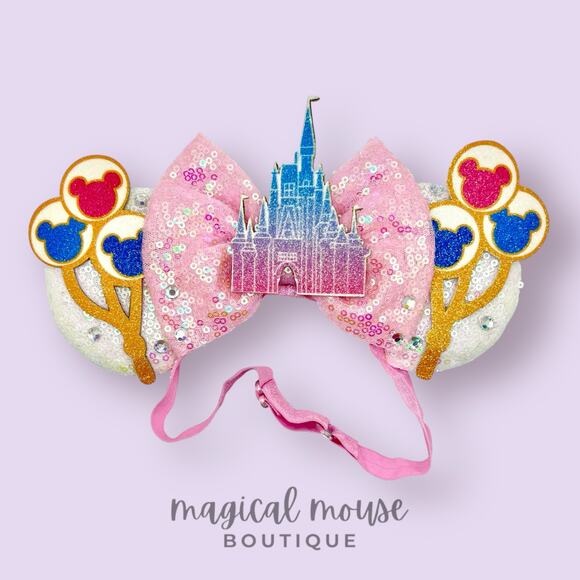 Castle Celebration Elastic Minnie Ears | Disney World-Inspired Adjustable Ears - Picture 1 of 5